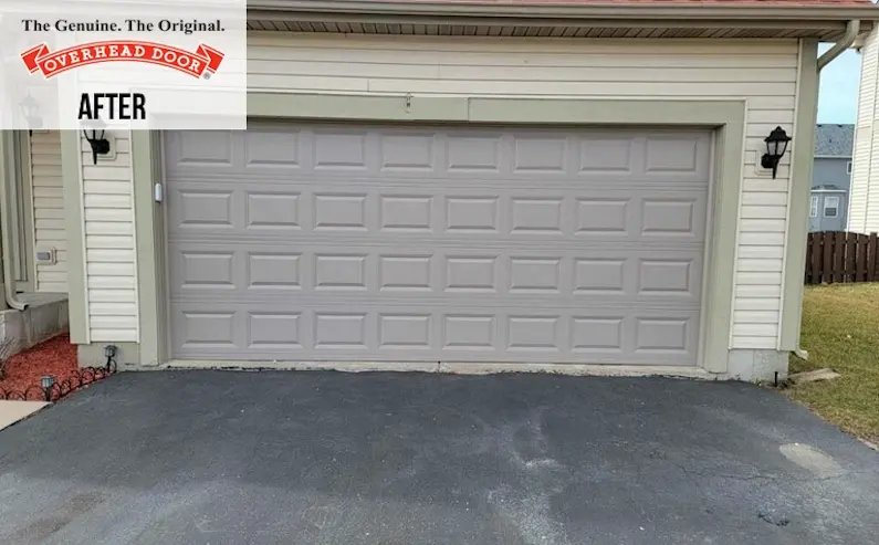 After: a new raised-panel garage door